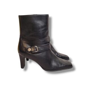 Roland Cartier Black Leather Kitten Heel Ankle Boots Women's Size 7.5